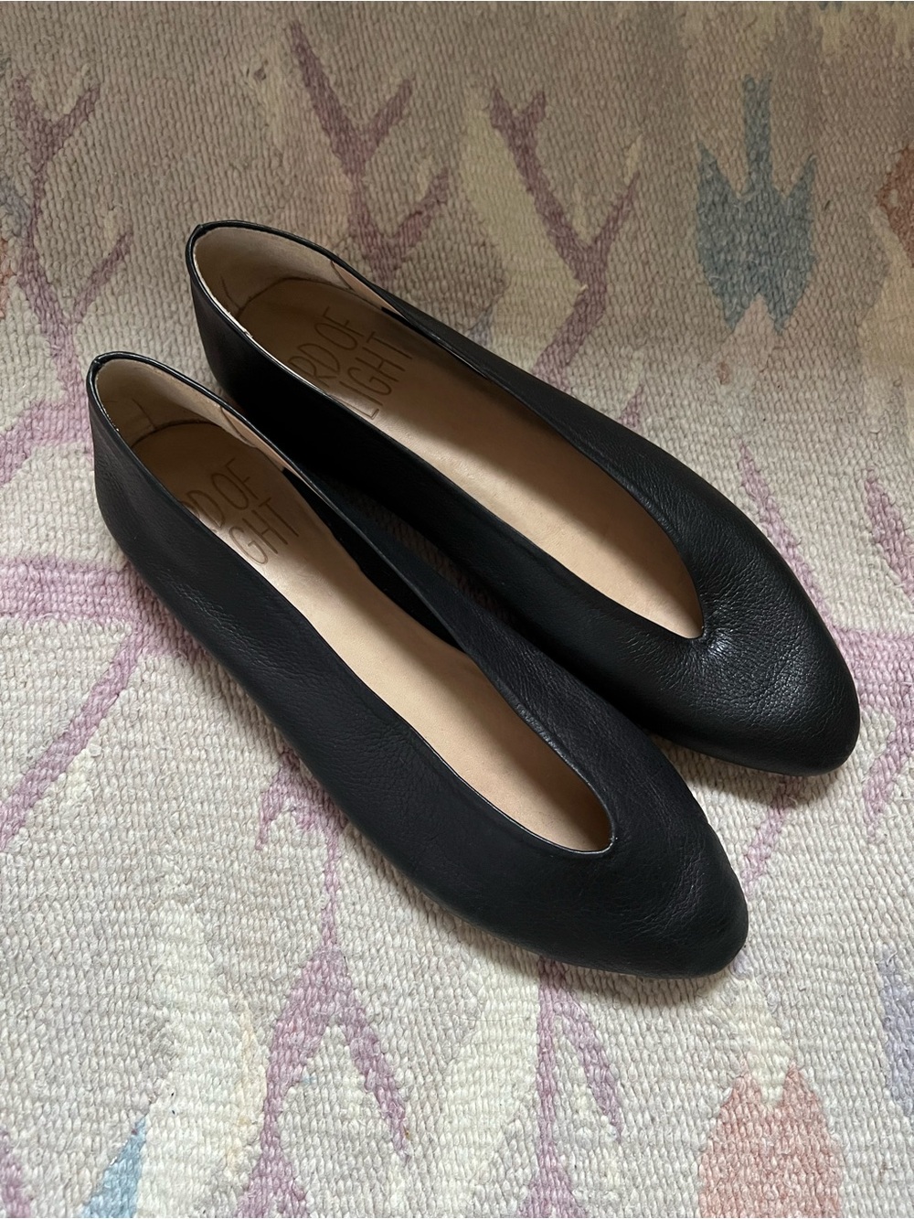 Bird of Flight Pointed Black Leather Flats